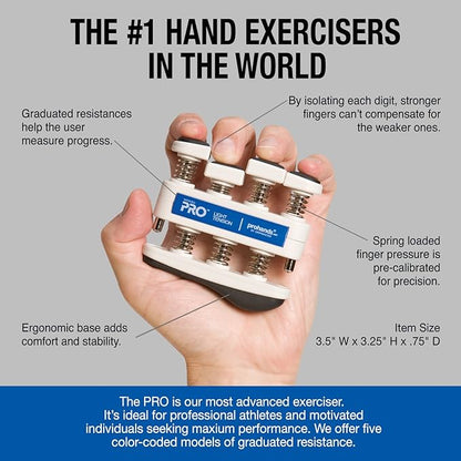 Prohands PRO Hand Exerciser, Finger Exerciser (Hand Grip Strengthener), Spring-Loaded, Finger-Piston System, Isolate and Exercise Each Finger