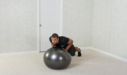 Black Mountain Products Professional Grade Exercise Stability Yoga Ball, Foot Pump, Ball Plug, Plug Puller, 2000 Pounds Static Weight Capacity Antiburst