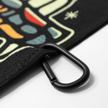RokFit Gym & Golf Towel – Multi-Use, Quick-Dry, Durable Utility Towel with Bold Graphic and Carabiner Clip (Rise Stronger, Strike of Fate)