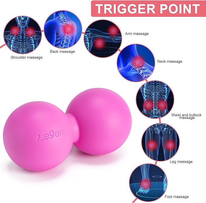 Peanut Massage Ball-Double Lacrosse Massage Ball, Mobility Ball for Myofascial Release,Yoga Therapy,Trigger Point Therapy,Muscle Knots and Acupoint Massage (Blue Firm Ball)