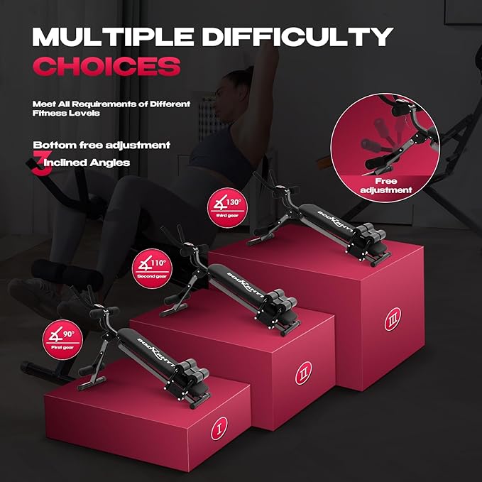 BODY RHYTHM Ab Workout Machine with LCD Monitor for Home Gym,Foldable Sit-Up Bench, Full Body Exercise Equipment for Leg,Thighs,Buttocks,Rodeo,Sit-up Exercise.