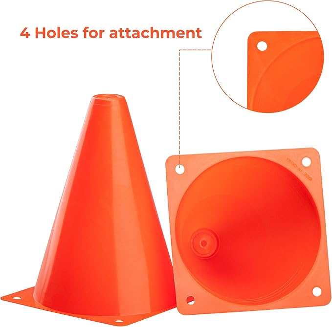 CARTMAN Plastic Training Cones (Set of 12/24 Pack 9" or 12/24 Pack 7" or 12/24 Pack Disc Cone) Agility Soccer Cones, Indoor Outdoor and Festive Events Field Marker Agility Cones