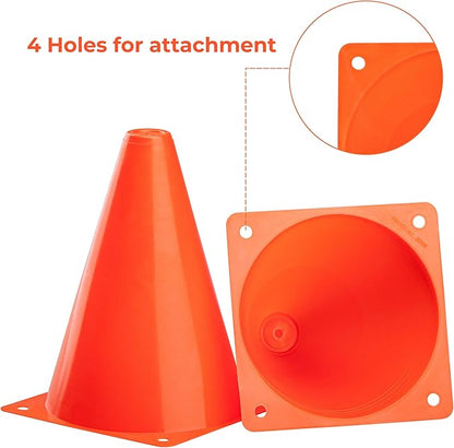 CARTMAN Plastic Training Cones (Set of 12/24 Pack 9" or 12/24 Pack 7" or 12/24 Pack Disc Cone) Agility Soccer Cones, Indoor Outdoor and Festive Events Field Marker Agility Cones