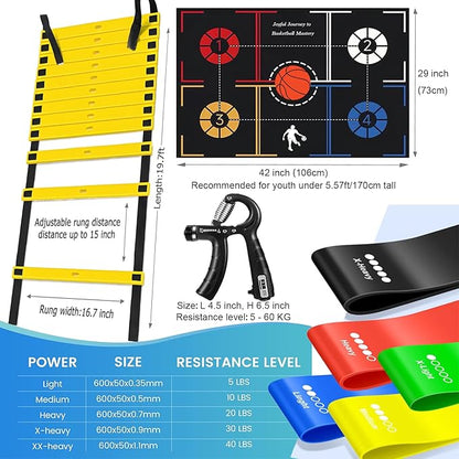 Basketball Training Equipment, Agility Footwork Training Mat, Dribble Trainer, Basketball Practice Aids to Improve Speed, Strength and Coordination