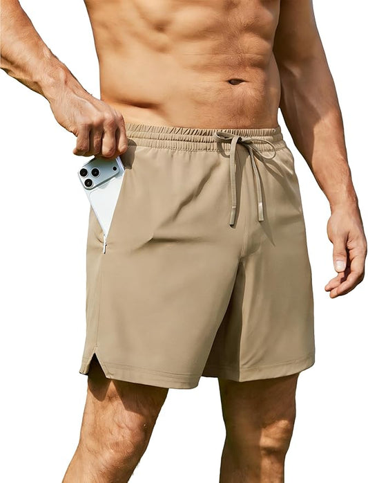 Men 2 in 1 Running Shorts with Compression Liner 5" 7" Quick Dry Workout Athletic Shorts with Pockets Towel Loop