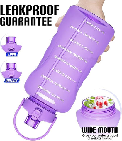 HydroPal 1 Gallon Water Bottles with Straw, 128 oz Water Bottle BPA Free Innovative 2-IN-1 Lid Gym Bottle with Times to Drink Motivational, Large for Sports Fitness Camping Water Jug （13.8X5.5 inch）
