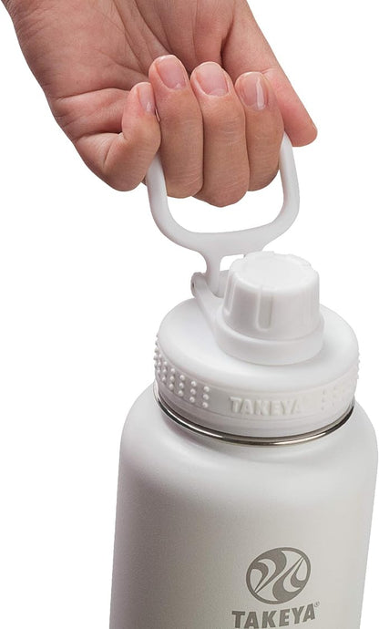 Takeya Actives Stainless Steel Water Bottle, Insulated Spout Lid, Keeps Drinks Cold 24 Hrs, Leakproof, Durable, Dishwasher Safe, Ideal for Gym, Travel, Fits Most Cup Holders, 40 oz/Arctic