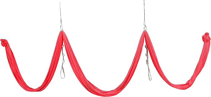 HECASA 6M Yoga Swing Silk Fabric Aerial Yoga Hammock Hanging Swing Kit w/Daisy Chain O-Ring Sling Inversion Workout Equipment Home Gym Set Indoor & Outdoor Red 6.56 Yards