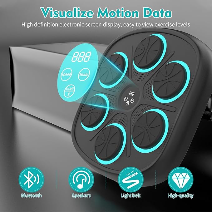 Music Boxing Machine, Wall Mounted Punching Bag with Bluetooth, Boxing Training Workout Equipment with Gloves, Ideal Gift for Kids and Adults, Home, Office and Gym