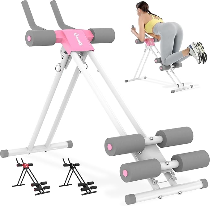 Ab Machine Abdominal Stomach Workout: Adjustable Ab Trainer Machine Ab Cruncher Core Strength Training Equipment for Home Gym Foldable for Women and Men
