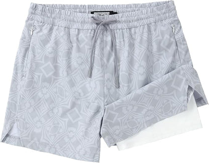 Men 2 in 1 Running Shorts with Compression Liner 5" 7" Quick Dry Workout Athletic Shorts with Pockets Towel Loop
