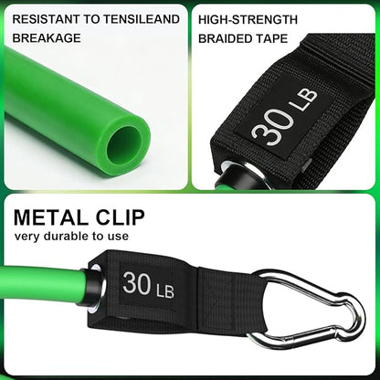 WHATAFIT Resistance Bands Set with Handles - Exercise Bands Home Gym Strength Training Equipment, Includes Door Anchor & Ankle Straps for Full Body Workout Bands, Physical Therapy