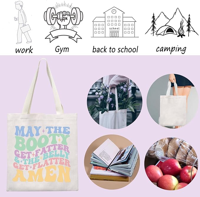 ENSIANTH Funny Gym Gift Fitness Sarcasm Tote Bag Peach Booty Gift Workout Motivation Shoulder Bag Weight Training Gift
