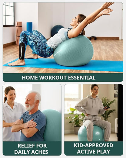 Trideer Exercise Ball Yoga Ball,Office Seating & Balance Ball Chair, Stability Ball for Pilates, Physical Therapy,Core Training & Balance Improvement & Stretching