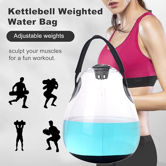 Fitness Water Bag, Weighted Inflatable Kettlebell, Adjustable Training Weight, Flexible Core Workout Tool, Fitness Equipment for Home, Travel, Work Area, Balance Exercises, Strength Training