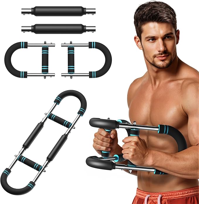 Merach Twister Arm Trainer, Adjustable Power Twister Bar, Chest Workout Equipment for Men, Portable Upper Body Workout Machine, Detachable Spring Resistance Home Fitness Equipment