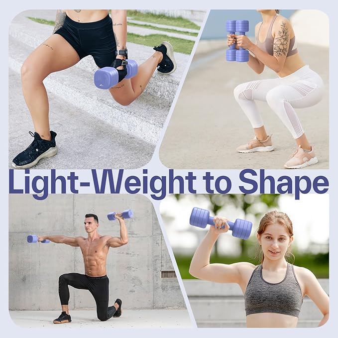 Adjustable Dumbbell Set of 2: Sportneer 4 in 1 Free Weights Dumbbells Set for Women, Hand Weights for Women at Home, Each 2lb 3lb 4lb 5lb Weights with Soft Rubber Handle for Home Gym Exercise Training