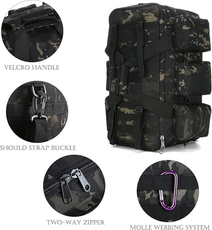 3 In 1 Military Duffel Bag 50L Gym Bag for Men Convertible Weekender Backpack for Sports Travel Basketball