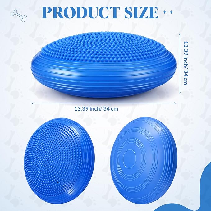 Shappy 2 Pcs Dog Balance Disc Cushion 14" Blue with Pump Exercise Equipment Rehab Exercise Strength Endurance Conditioning Agility Flexibility Stability Rehabilitation Physical Training Workout Tool