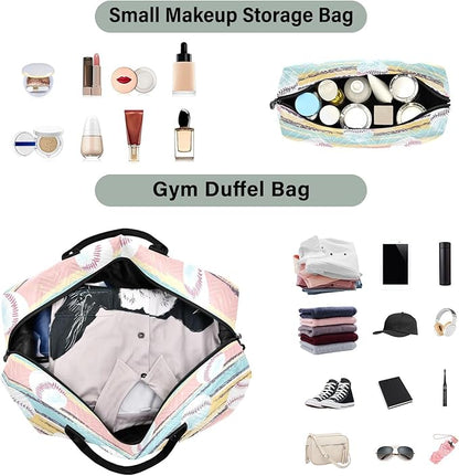 senya Weekender Bags Travel Duffel Gym Bag Stripes Baseball Carry on Overnight Tote Bag with Toiletry Bag for Airplane Travel Trip Gym Yoga