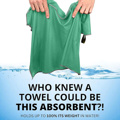 Backpacking Ultralight Quick Dry Microfiber Soft Fast Drying Hand and Face Towel Wash Cloth Camping Yoga Hiking Active Lifestyle Small (Green, Medium)