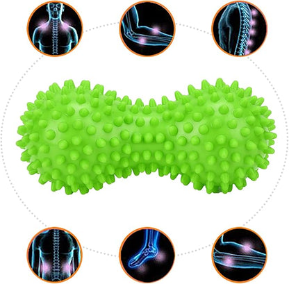PVC Peanut Massage Ball, Peanut Massage Roller, Spiky Massage Ball, Yoga Spike Ball for Muscle Hand Planta Pedis Relaxation (Green)