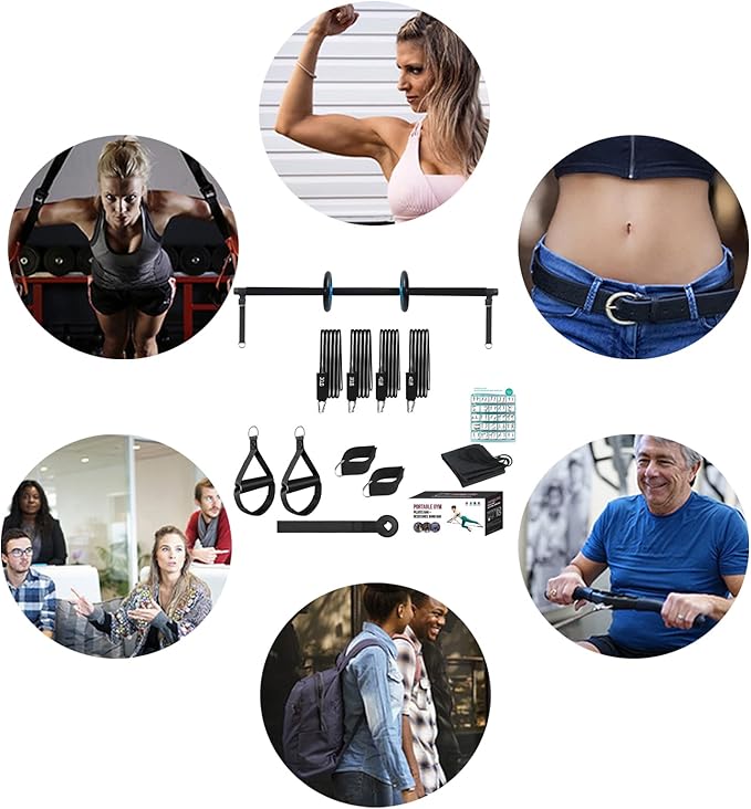 Pilates Bar Set - Pilates Exercise Kit, Pilates Resistance Bar | Portable Home Gym Pilates Bar Kit with Resistance Bands, Multifunctional Fitness Equipment for Full Body Training Home Gym