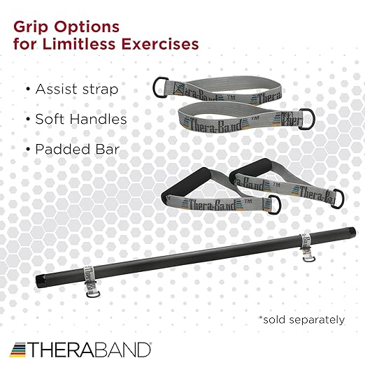 THERABAND Resistance Tubing with Connectors for Wall, Rehab & Wellness Station, Medium Level 3, Set of 2, 24-Inch Red Tubing for Physical Therapy, Exercise, Rehab, Clinics & Pilates, Latex Tubes