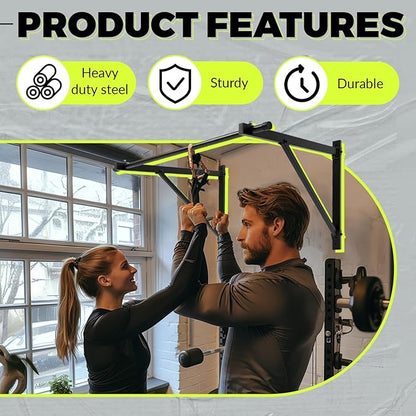ECOTRIC 46'' Wall Mounted Pull Up Bar Chin up Bar Doorway Exercise Bar Upper Body Gym Workout Bar Heavy Duty Training Fitness Home Heavy Duty 500lbs