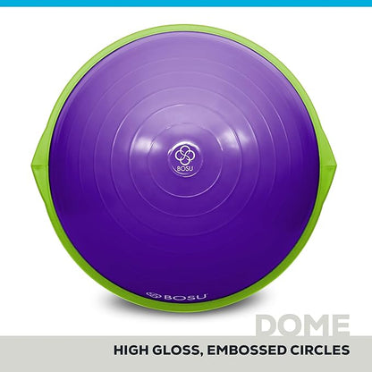 Bosu Balance Ball Exercise Trainer, Home Gym Equipment w/ Guided Workouts & Pump, 26", Blue - Inflatable Fitness Platform for Strength Training, Standing, Balancing, and Core Workout