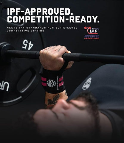 Gymreapers Weightlifting Wrist Wraps (IPF Approved) 18" Professional Quality Wrist Support with Heavy Duty Thumb Loop - Best Wrap for Powerlifting Competition, Strength Training, Bodybuilding