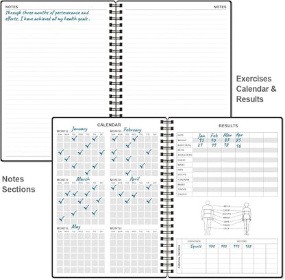 Fitness Journal for Women & Men - A5 Workout Journal/Planner Daily Exercise Log Book to Weight Loss, Gym, Muscle Gain, Bodybuilding Progress - Daily Personal Health & Wellness Tracker, Spiral-Bound, 5.8" x 8.3", Deep Black
