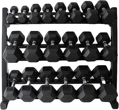 350lbs 450lbs 550 lbs Rubber Hex Dumbbells with Rack Free Weight for Home Gym, Durable Rubber Dumbbell with Storage,Weight Strength Training Accessories, Home Gym Exercise Fitness Equipment
