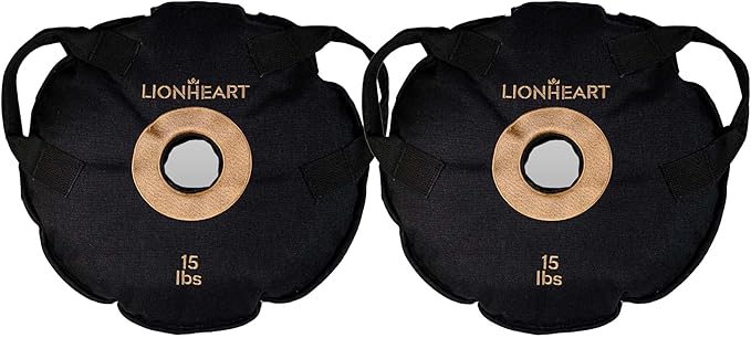 Lionheart Sand Bag Weight Plates Set | Sandbags for Working Out | Home Gym Bumper Plates | Travel-Friendly Sandbag for Fitness & Weight Training | Unfilled 10, 15, 25, 35, 45 lb Plates (Set of 2)