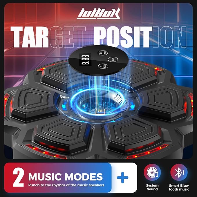 Music Boxing Machine for Adults Kids,Smart Boxing Pad Training Machine,Wall Target Punching Workout for Kids,Reflex Training Suitable for Home,Office,Gym,Fun Fitness Equipment
