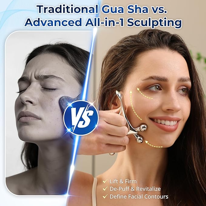 Trigger Point Massage Tool & Gua Sha for Face & Body – All-in-1 Deep Tissue Massage & Muscle Scraper Tool, Thumb Saver Acupressure Tool – Facial Sculpting, TMJ, Chronic Pain & Muscle Tension Relief