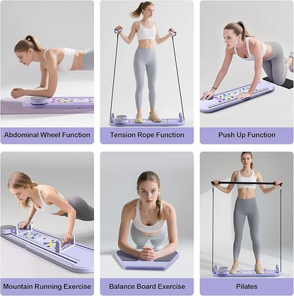 6 in1 Pilates Board, Multi-Purpose Pilates Reformer Set, Foldable Abdominal Board, Pilates Reformer Board for Home, Workout Equipment, Abs Workout Equipment, Core Workout Equipment