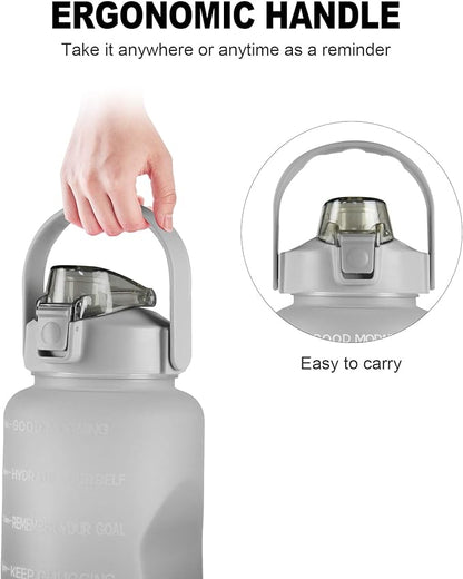 EYQ 64oz/128oz Leakproof Free Drinking Water Bottle with Motivational Time Marker BPA Free for Fitness, Gym and Outdoor Sports