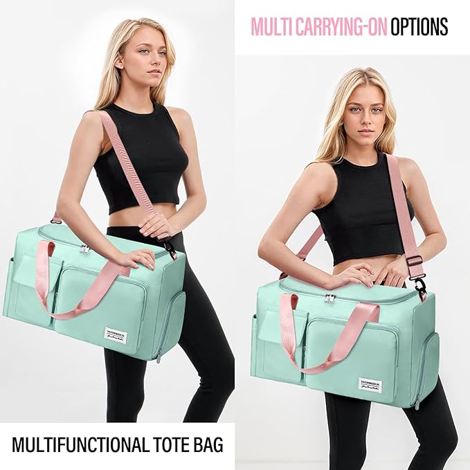 Gym & Dance Duffle Bag - Spacious Travel Organizer with Compartments (Green)