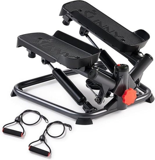 Sunny Health & Fitness Mini Steppers for Exercise at Home, Stair Step Workout Machine, Full Body Cardio Equipment, with Optional Free SunnyFit App Connection and Resistance Band