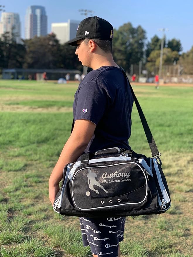 Personalized SportS Duffel Bag With Custom Name & Text - Lacrosse Black