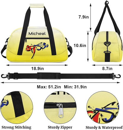 Personalized Martial Art Bag Duffel Bag for Boys Girls, Custom Taekwondo Karate Bag for Travel Weekender Practice Gradient Yellow