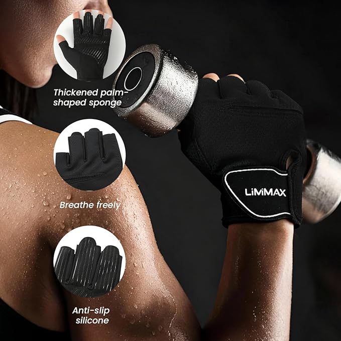LiMiMAX Workout Gloves for Women & Men, Breathable Half Finger Gym Gloves with Non-Slip Padded Palm, Lightweight Fitness Gloves for Weight Lifting, Cycling, Crossfit, Training, Pink
