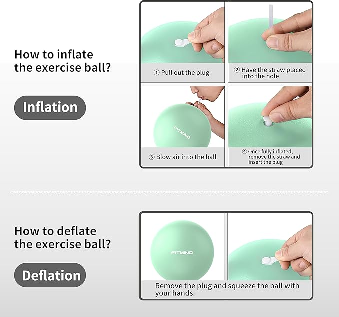 FITMIND_Pilates Ball 10 Inch Anti-Burst Slip Resistant Mini Yoga Ball for Fitness, Core Training, Physical Therapy, Balance, Stability, Stretching 200kg 440lbs Capacity