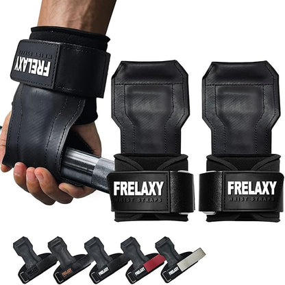 Frelaxy Lifting Wrist Straps, Rubber Weight Lifting Grips with Non-Slip Palm & Wrist Wraps Support for Deadlifts, Pull Ups, Rows, Heavy Powerlifting, Lat Pulldowns