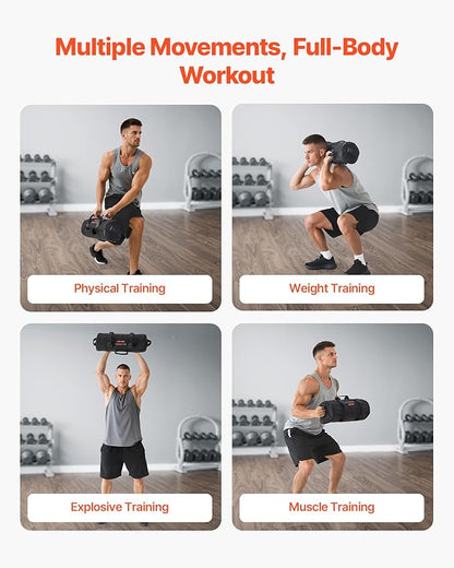 VEVOR Workout Sandbag, Heavy Duty Workout Power Bags with Handles, Slam Bag for Fitness Strength Weight Training Cross-Training, Home Gym Exercise, Black (Unfilled)
