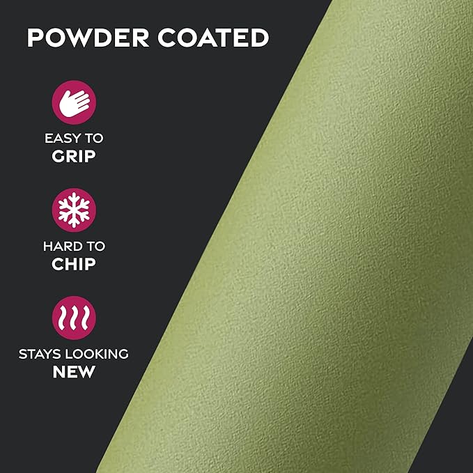 FineDine Water Bottle - Stainless Steel Insulated Water Bottle with Straw Lid, Flip Lid & Wide-Mouth Cap - Keeps Hot and Cold - 64 Oz / 1.89L - Army Green