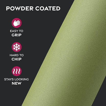 FineDine Water Bottle - Stainless Steel Insulated Water Bottle with Straw Lid, Flip Lid & Wide-Mouth Cap - Keeps Hot and Cold - 64 Oz / 1.89L - Army Green