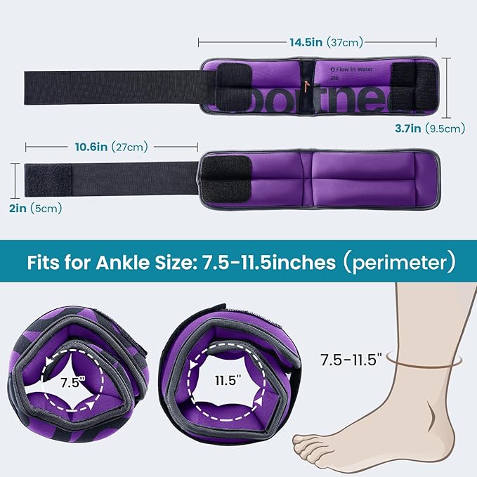 Sportneer Ankle Weights for Men Women Strength Training, 4/10 lbs Pair Leg Weights Set Comfortable and Soft Perfect for Dancing Running Walking Fitness Workout