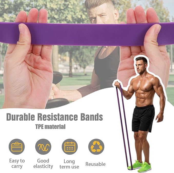 6Pcs Resistance Bands, Exercise Bands Resistance with Door Anchor, Heavy Duty Pull Up Exercise Bands for Home Workouts, Full Body Training Physical Therapy.
